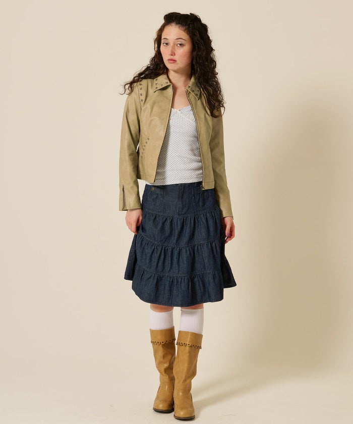 星スタッズ/レザー/ ジャケット