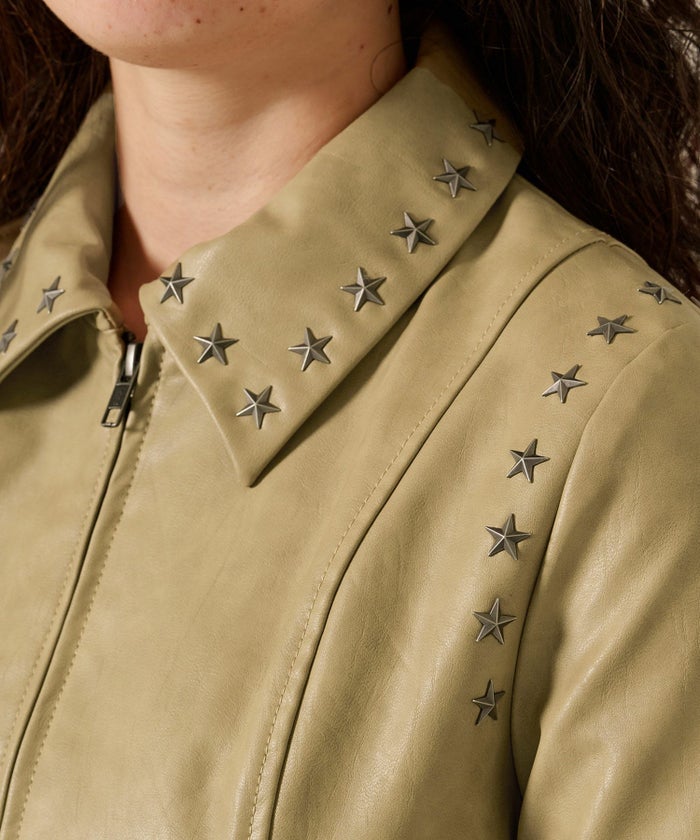 星スタッズ/レザー/ ジャケット