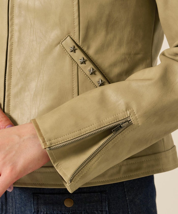 星スタッズ/レザー/ ジャケット