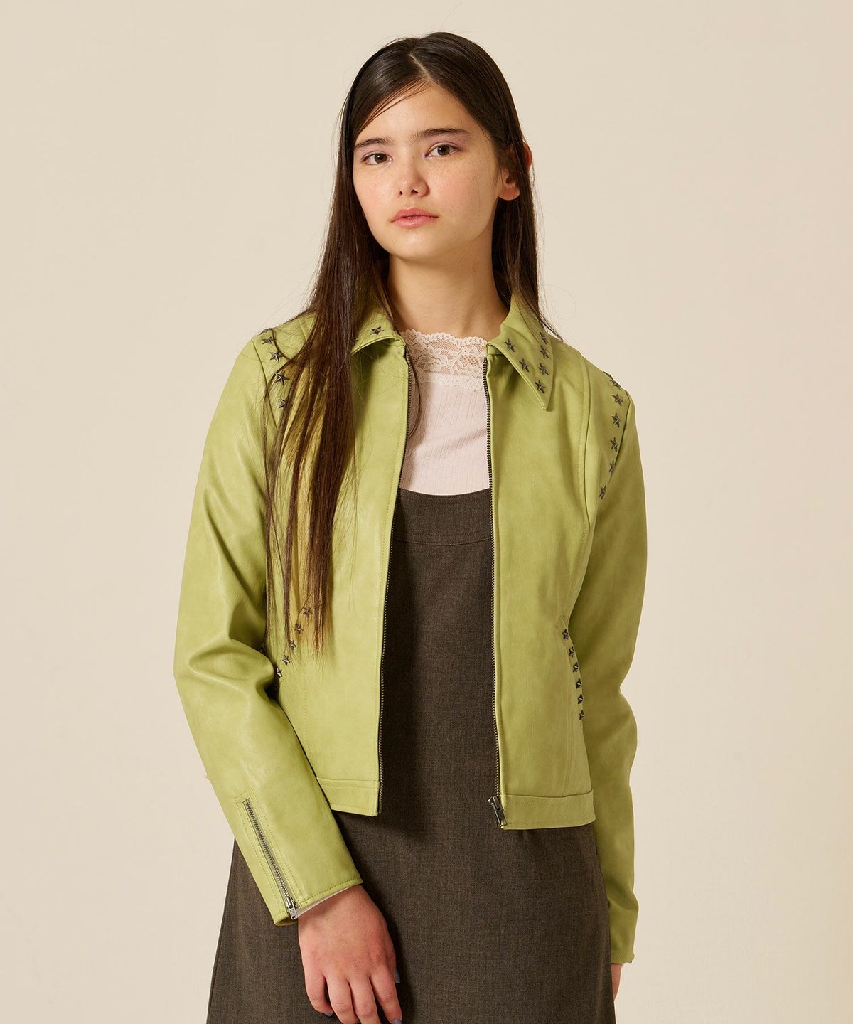 星スタッズ/レザー/ ジャケット