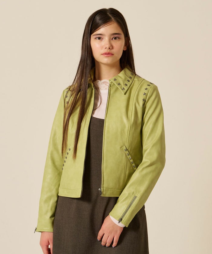 星スタッズ/レザー/ ジャケット