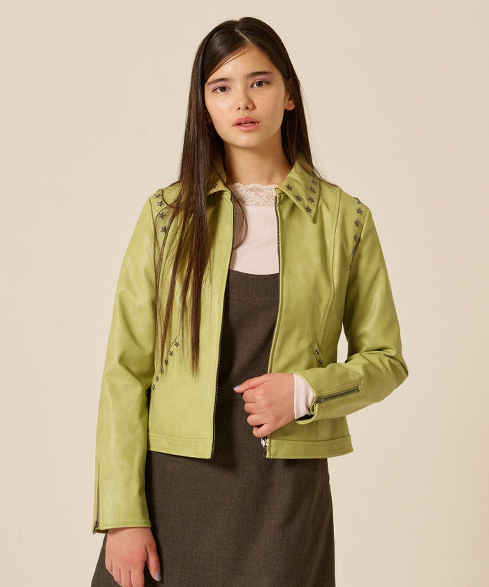 星スタッズ/レザー/ ジャケット