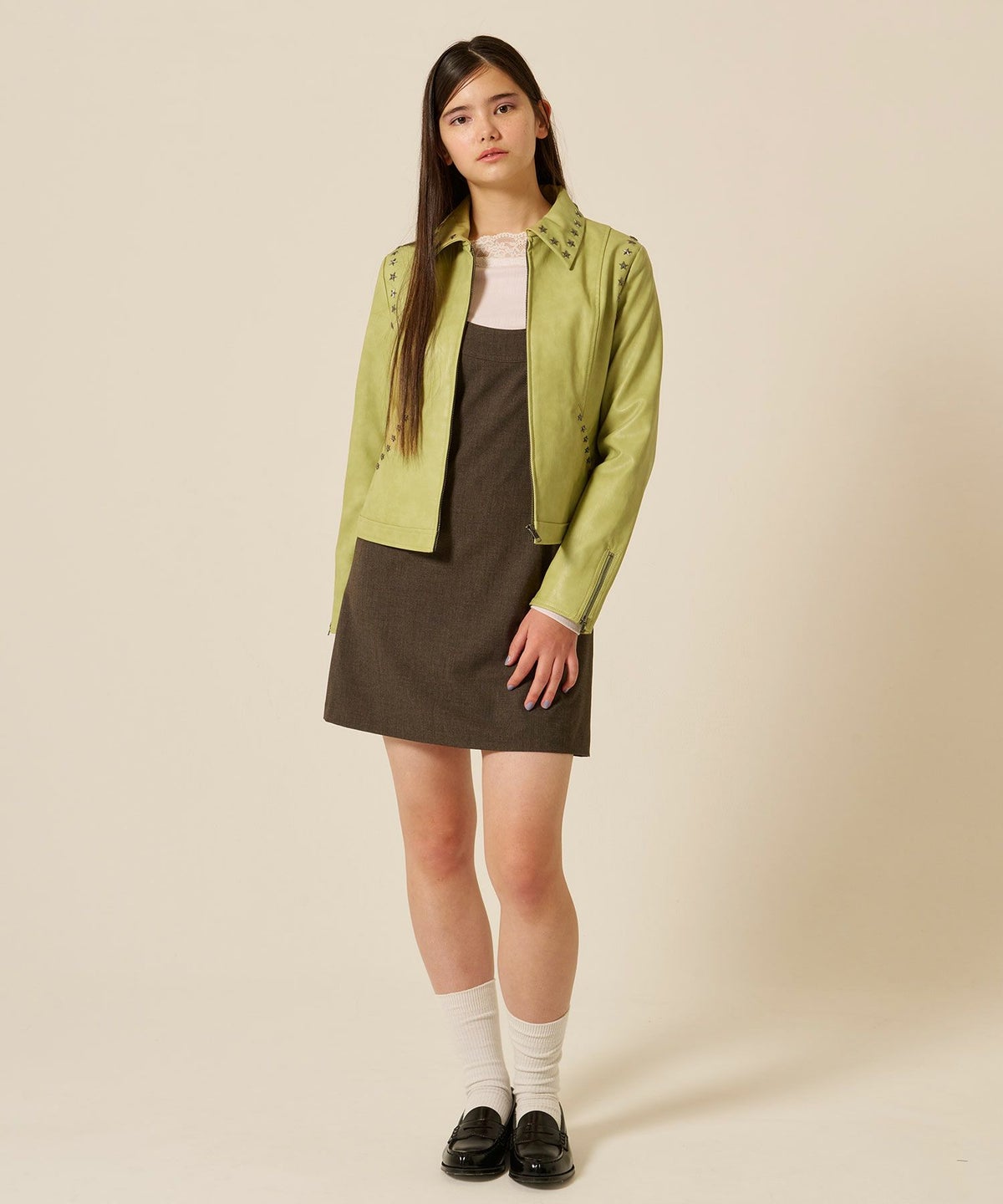 星スタッズ/レザー/ ジャケット