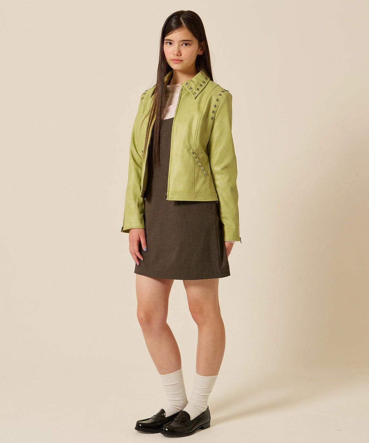 星スタッズ/レザー/ ジャケット