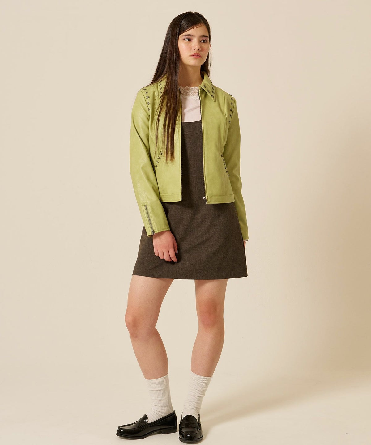 星スタッズ/レザー/ ジャケット