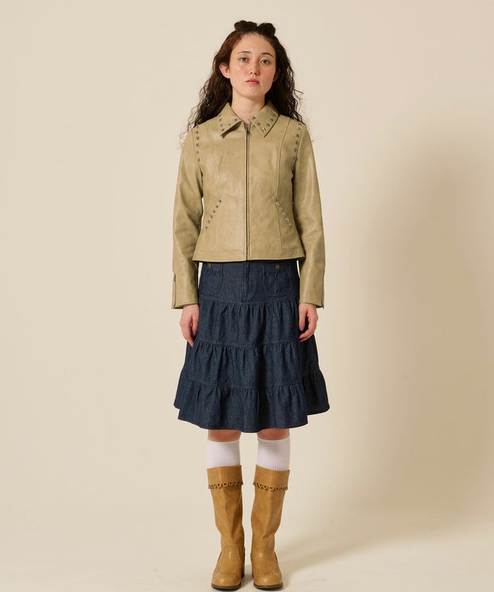 星スタッズ/レザー/ ジャケット