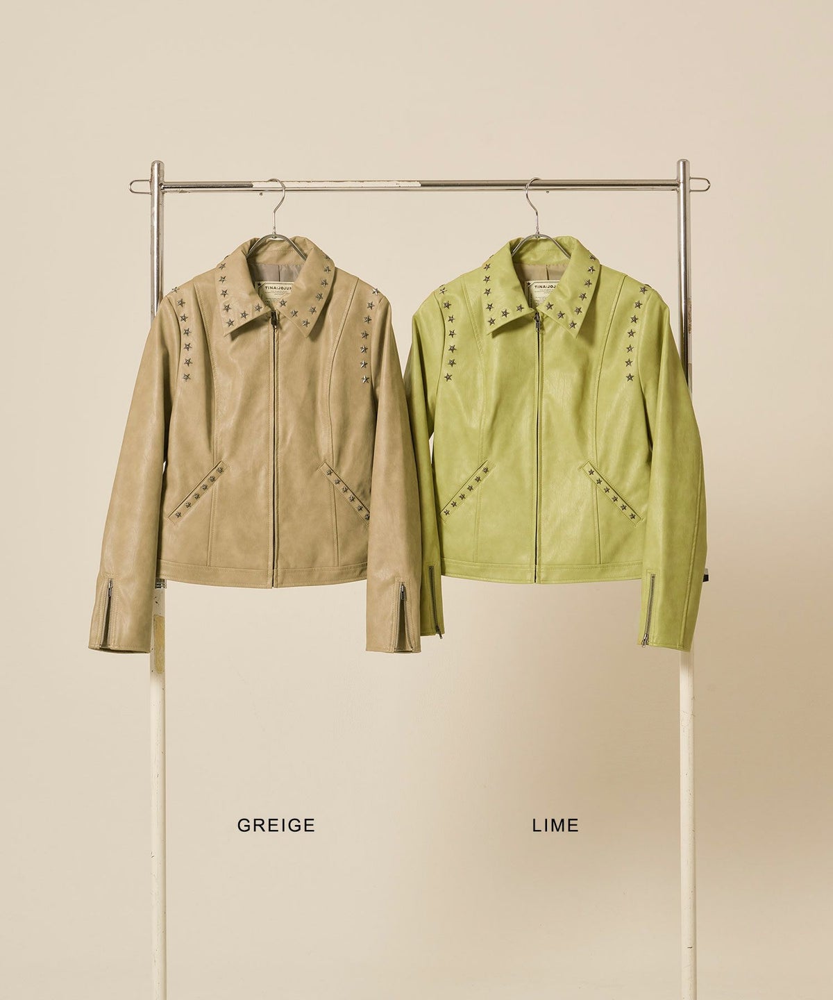 星スタッズ/レザー/ ジャケット