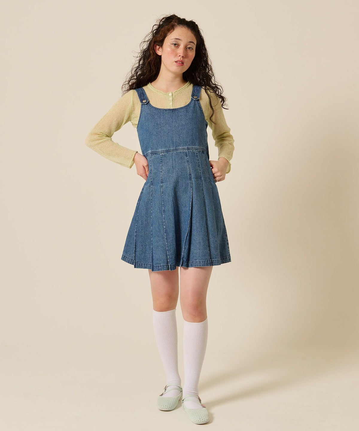 デニム/プリーツ/ジャンスカ/ワンピースデニム/プリーツ/ジャンスカ/ワンピース