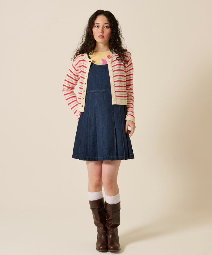 デニム/プリーツ/ジャンスカ/ワンピース