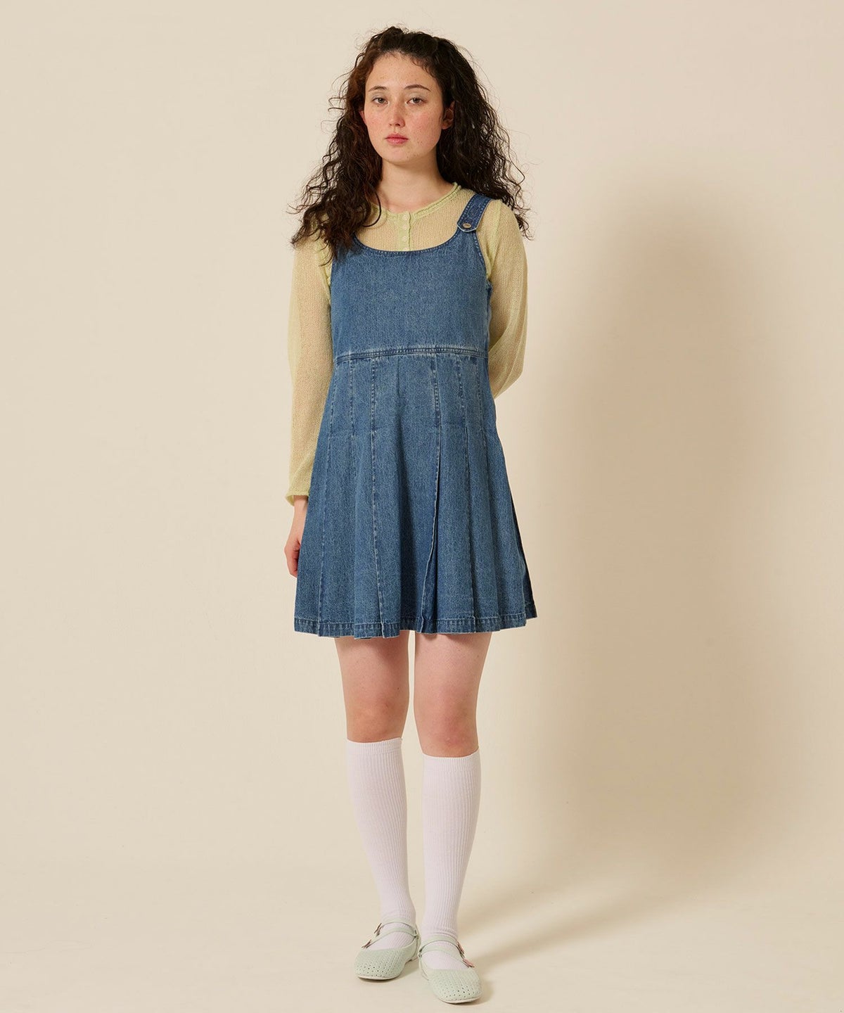 デニム/プリーツ/ジャンスカ/ワンピース