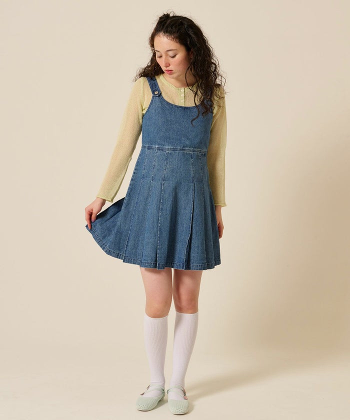 デニム/プリーツ/ジャンスカ/ワンピース