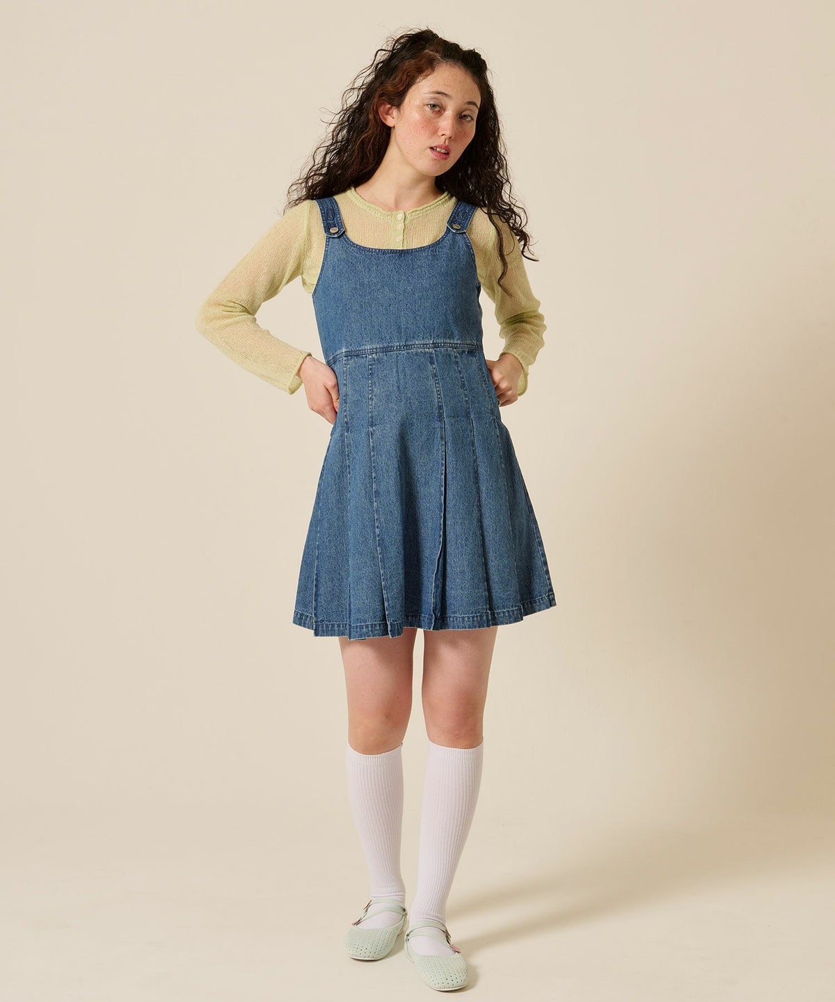 デニム/プリーツ/ジャンスカ/ワンピース