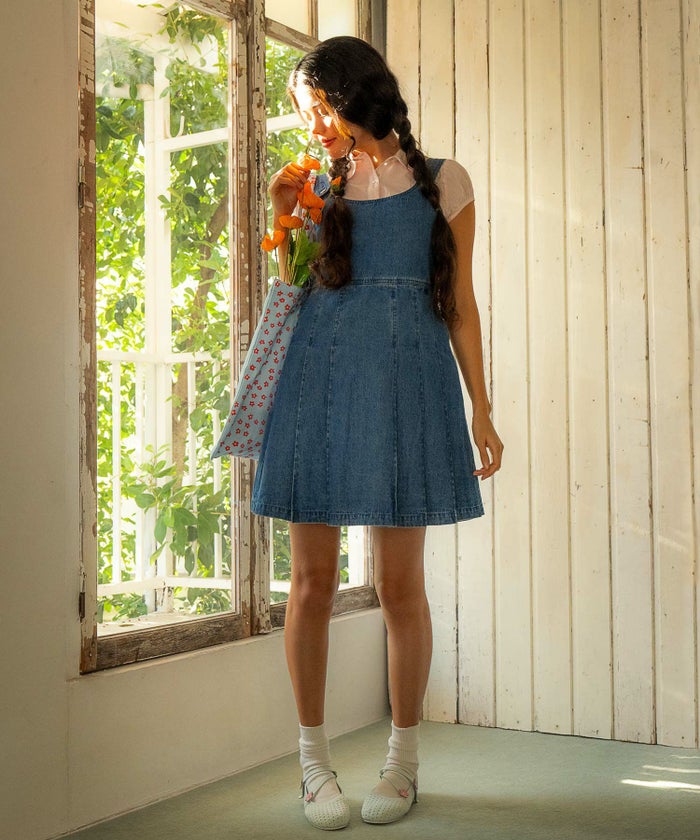 デニム/プリーツ/ジャンスカ/ワンピース