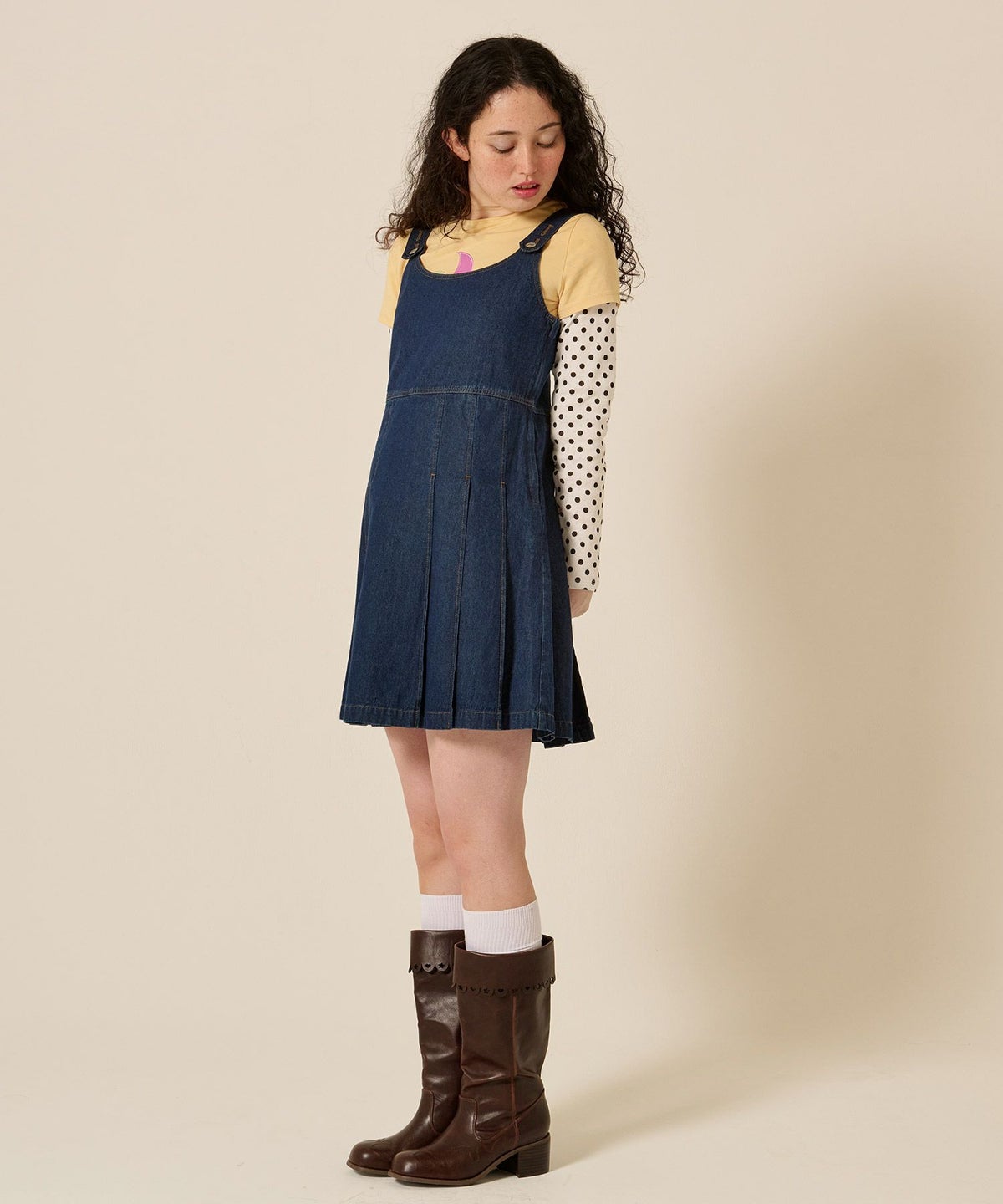 デニム/プリーツ/ジャンスカ/ワンピース