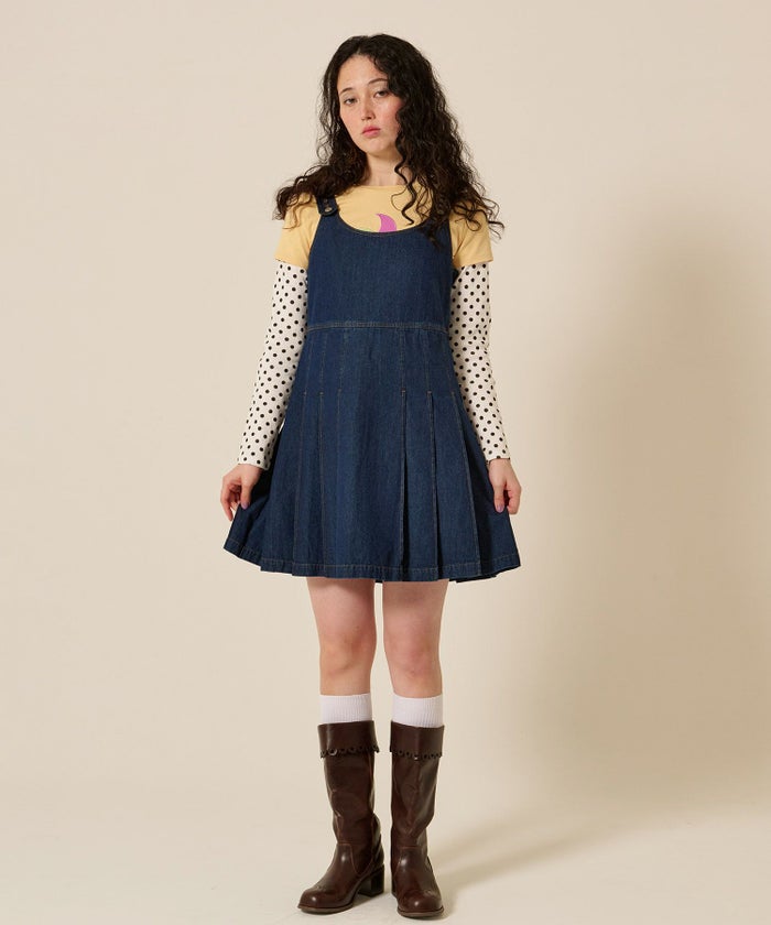 デニム/プリーツ/ジャンスカ/ワンピース