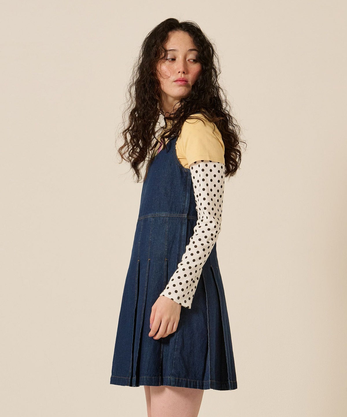 デニム/プリーツ/ジャンスカ/ワンピース