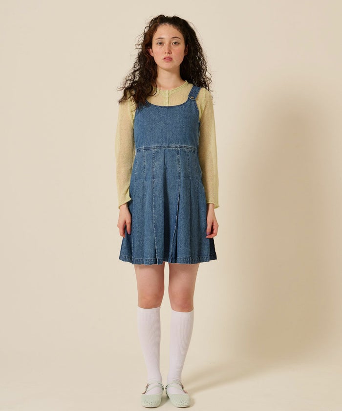 デニム/プリーツ/ジャンスカ/ワンピース