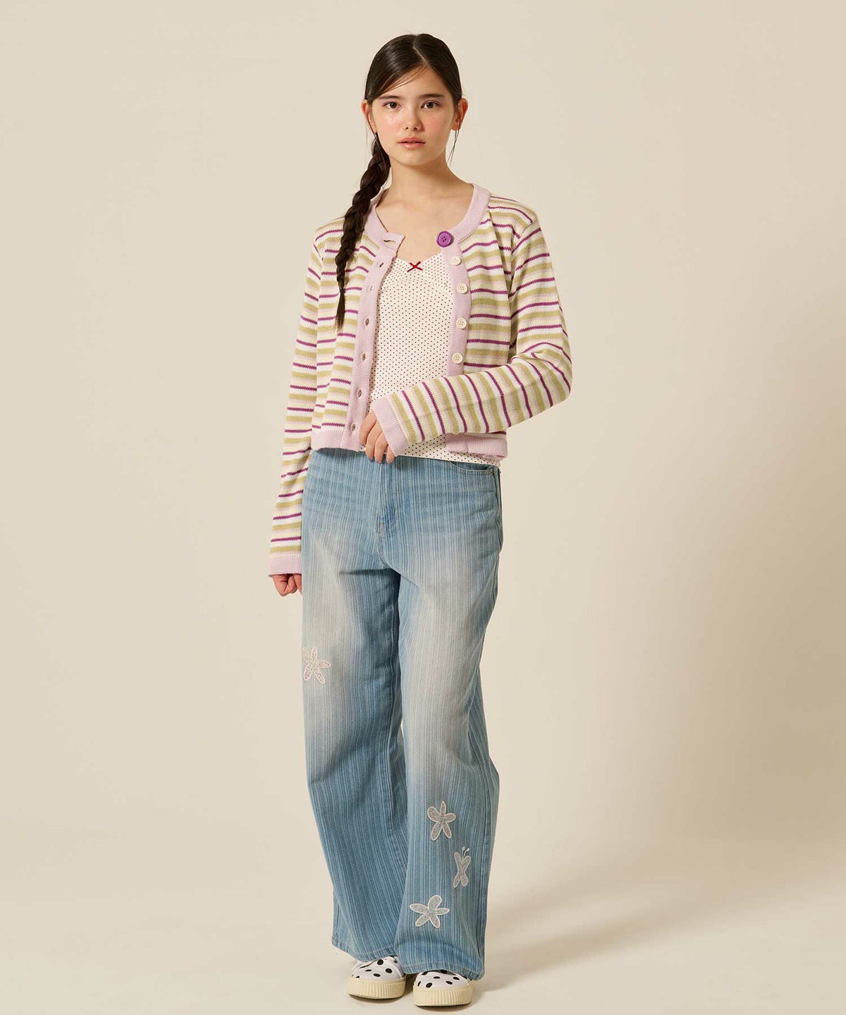 ボーダー/カーディガン/パープル