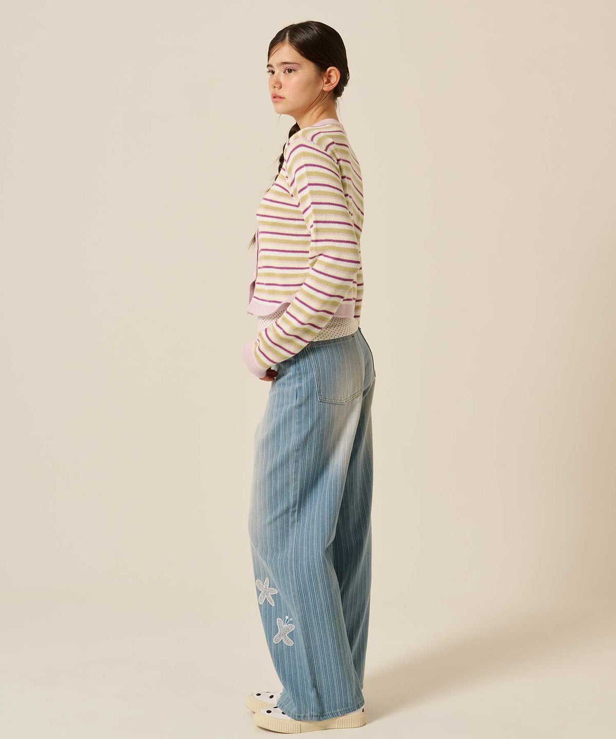 ボーダー/カーディガン/パープル