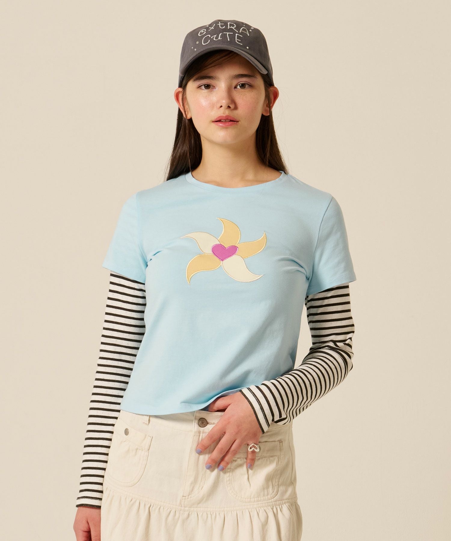 たぴページ レイヤード風 パッチワークTシャツ TINA：JOJUN 全2色｜tnj511-1189【3