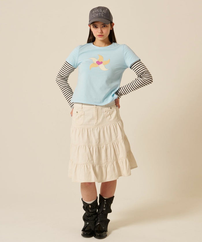 レイヤード/ロンT/ボーダー/ブルー