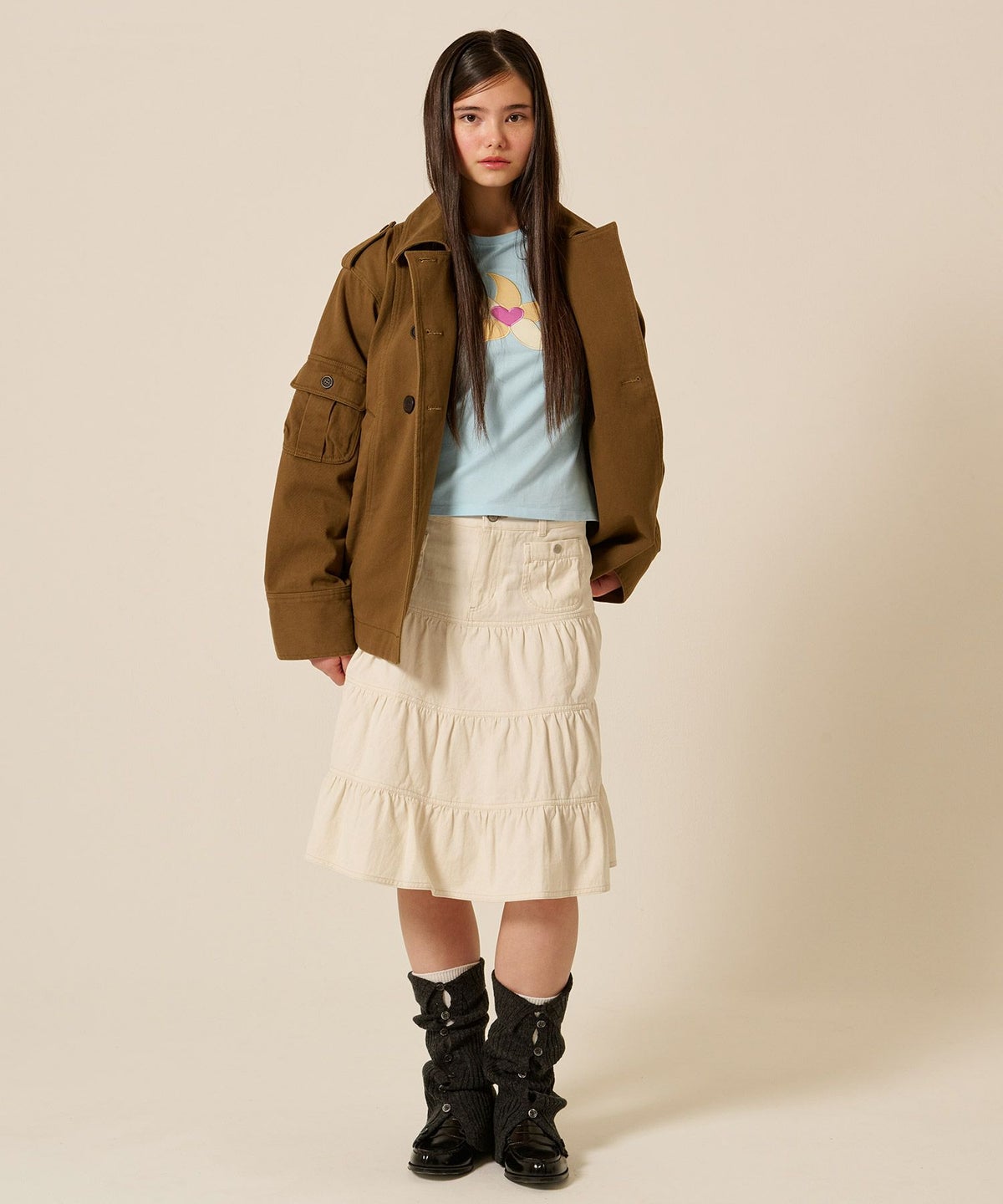 レイヤード/ロンT/ボーダー/ブルー