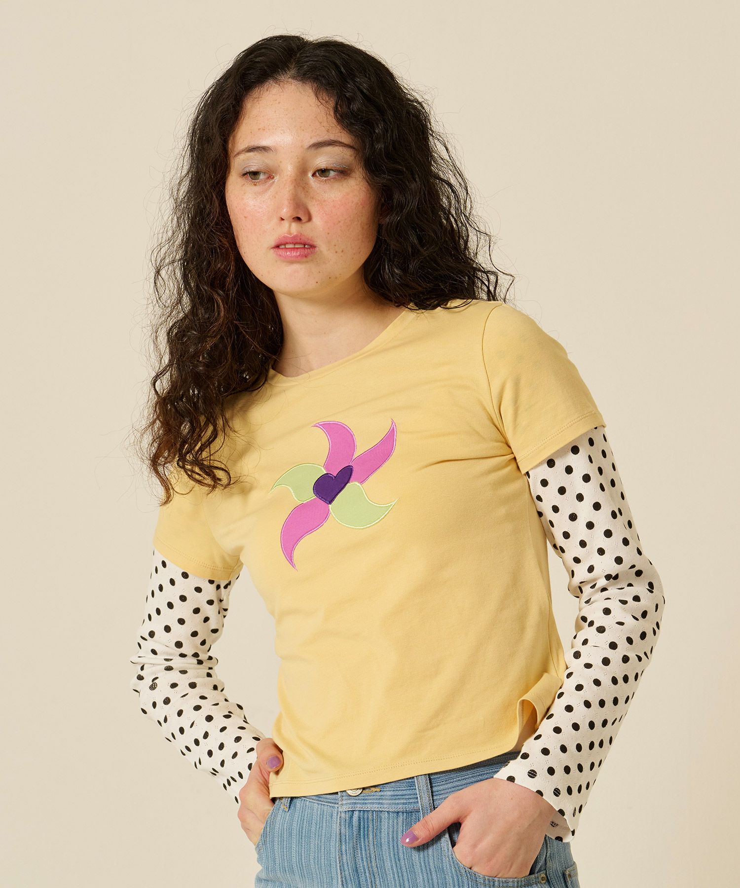 レイヤード風 パッチワークTシャツ TINA：JOJUN 全2色｜tnj511-1189【3