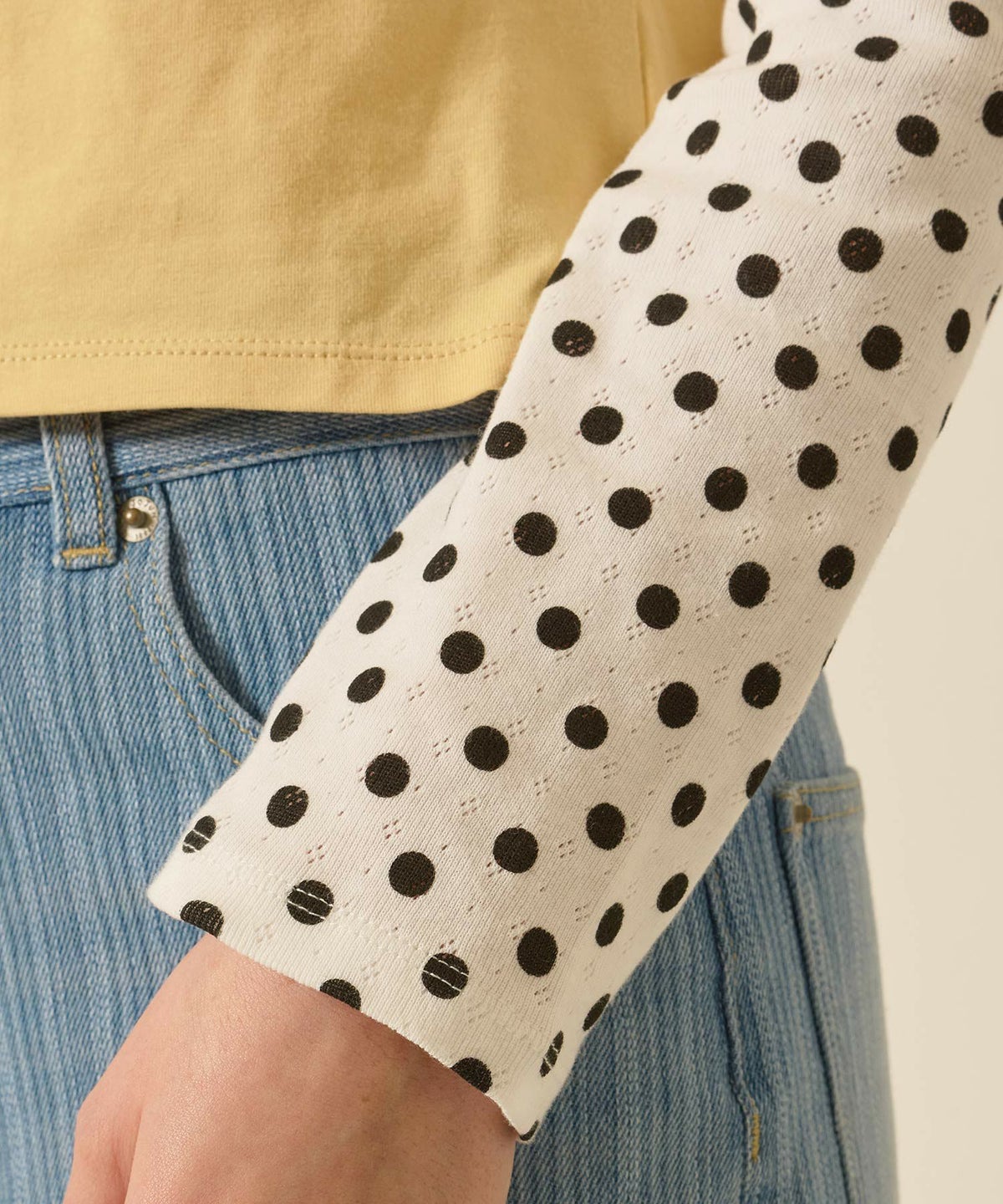 レイヤード/ロンT/ドット/イエロー