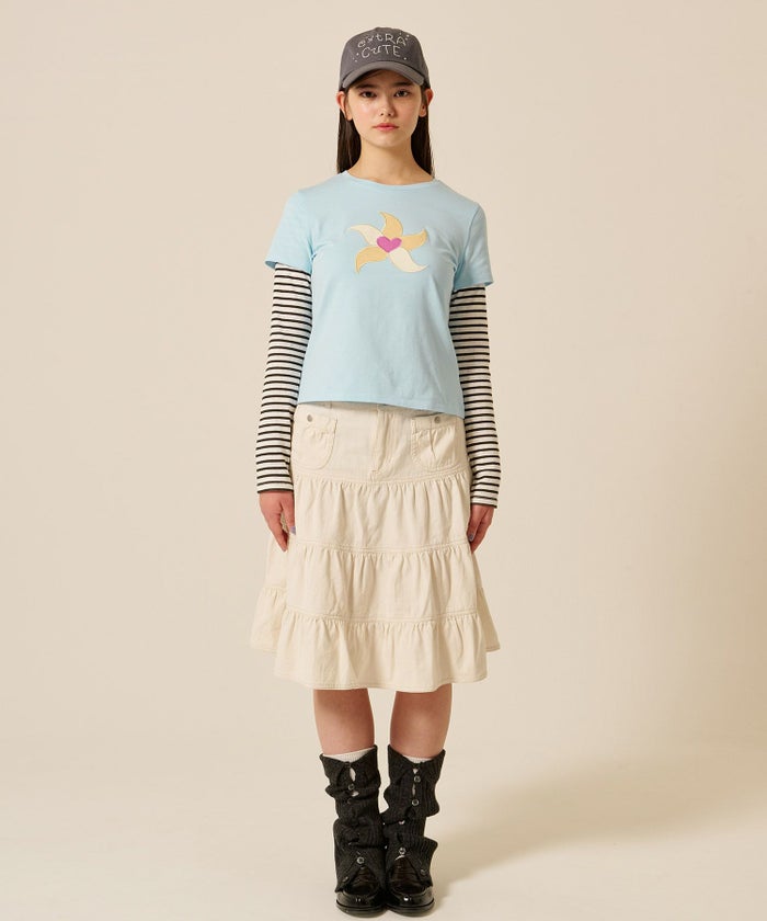 レイヤード/ロンT/ボーダー/ブルー