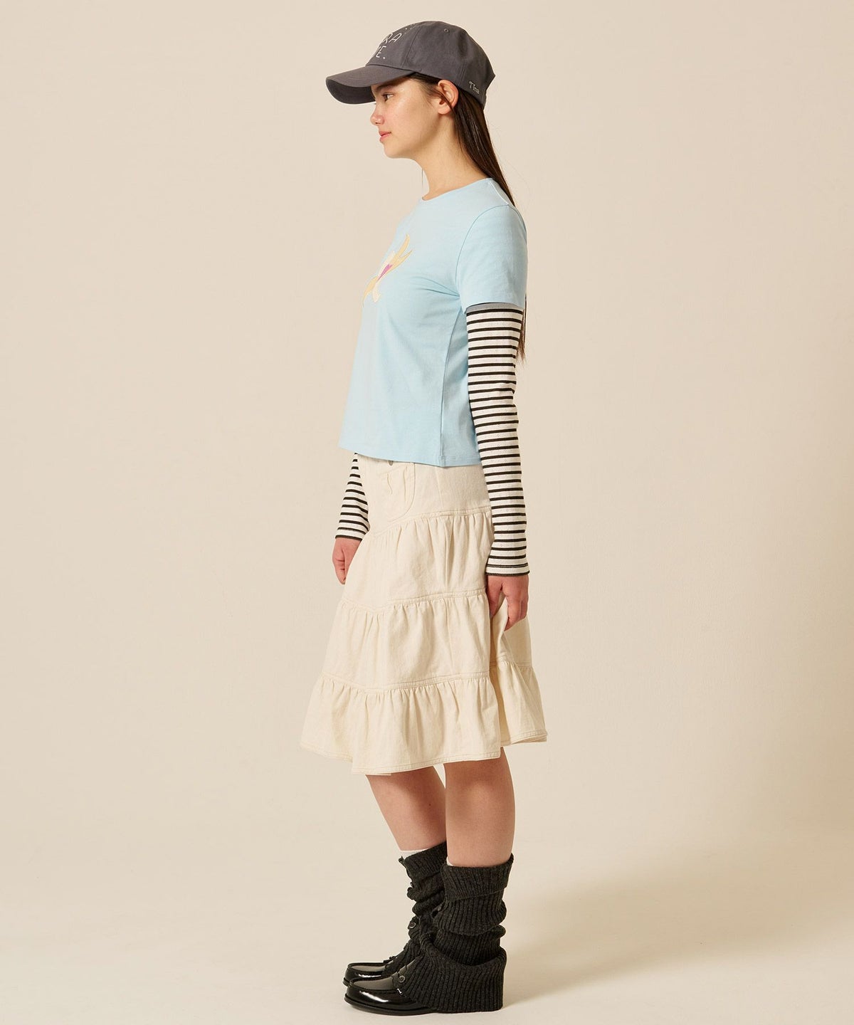 レイヤード/ロンT/ボーダー/ブルー