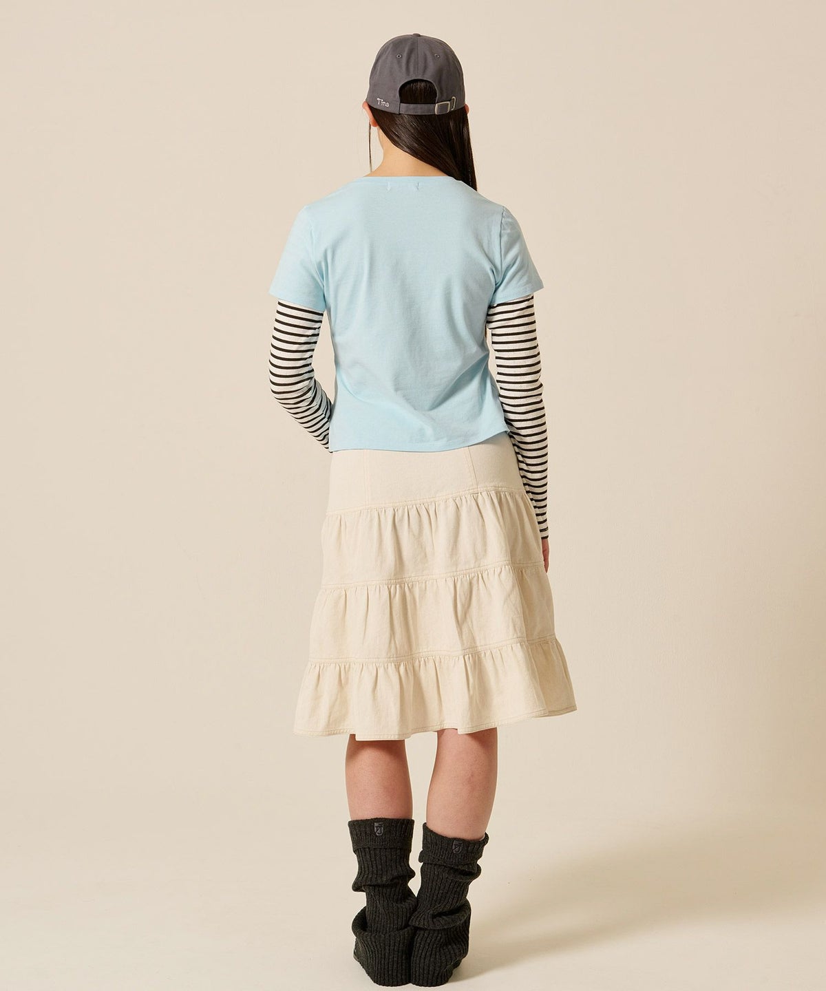 レイヤード/ロンT/ボーダー/ブルー