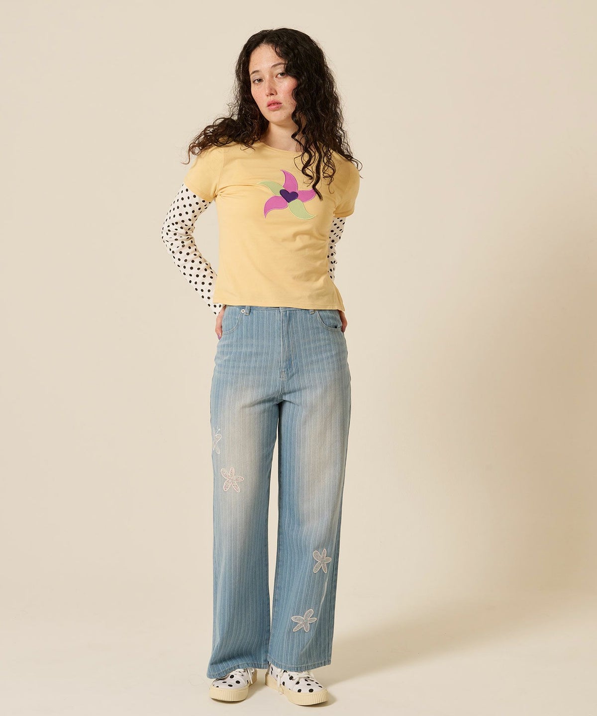 パッチワーク/花柄/デニム/パンツ