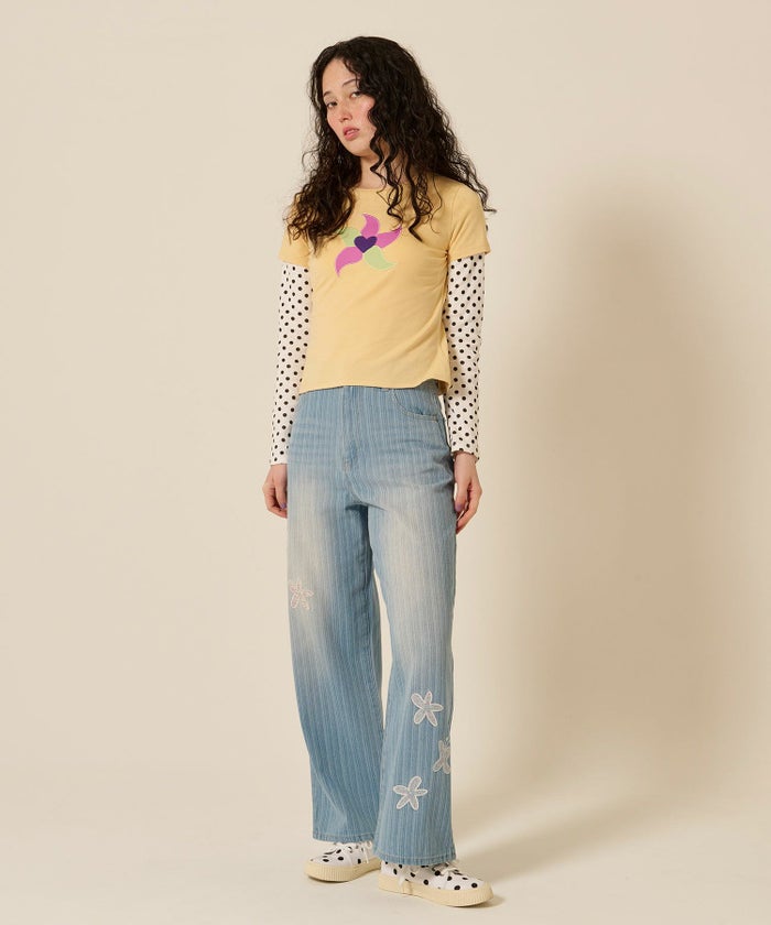 パッチワーク/花柄/デニム/パンツ