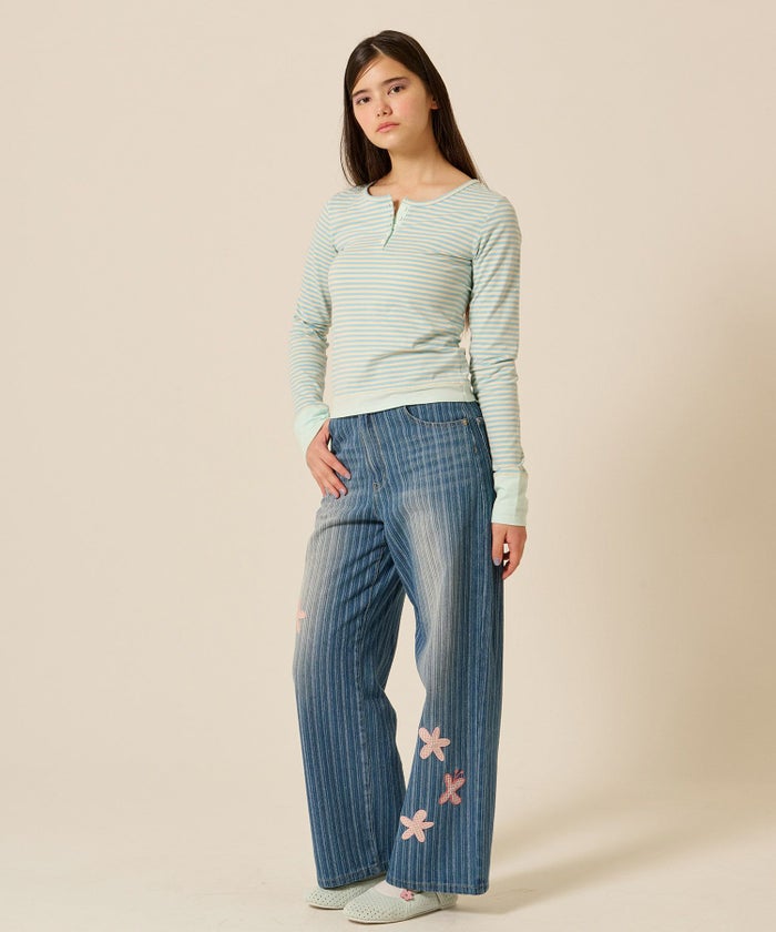 パッチワーク/花柄/デニム/パンツ