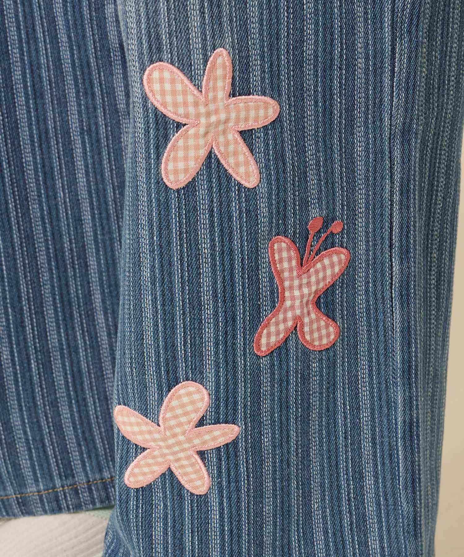 パッチワーク ストライプ デニムパンツ TINA：JOJUN 全2色｜tnj711