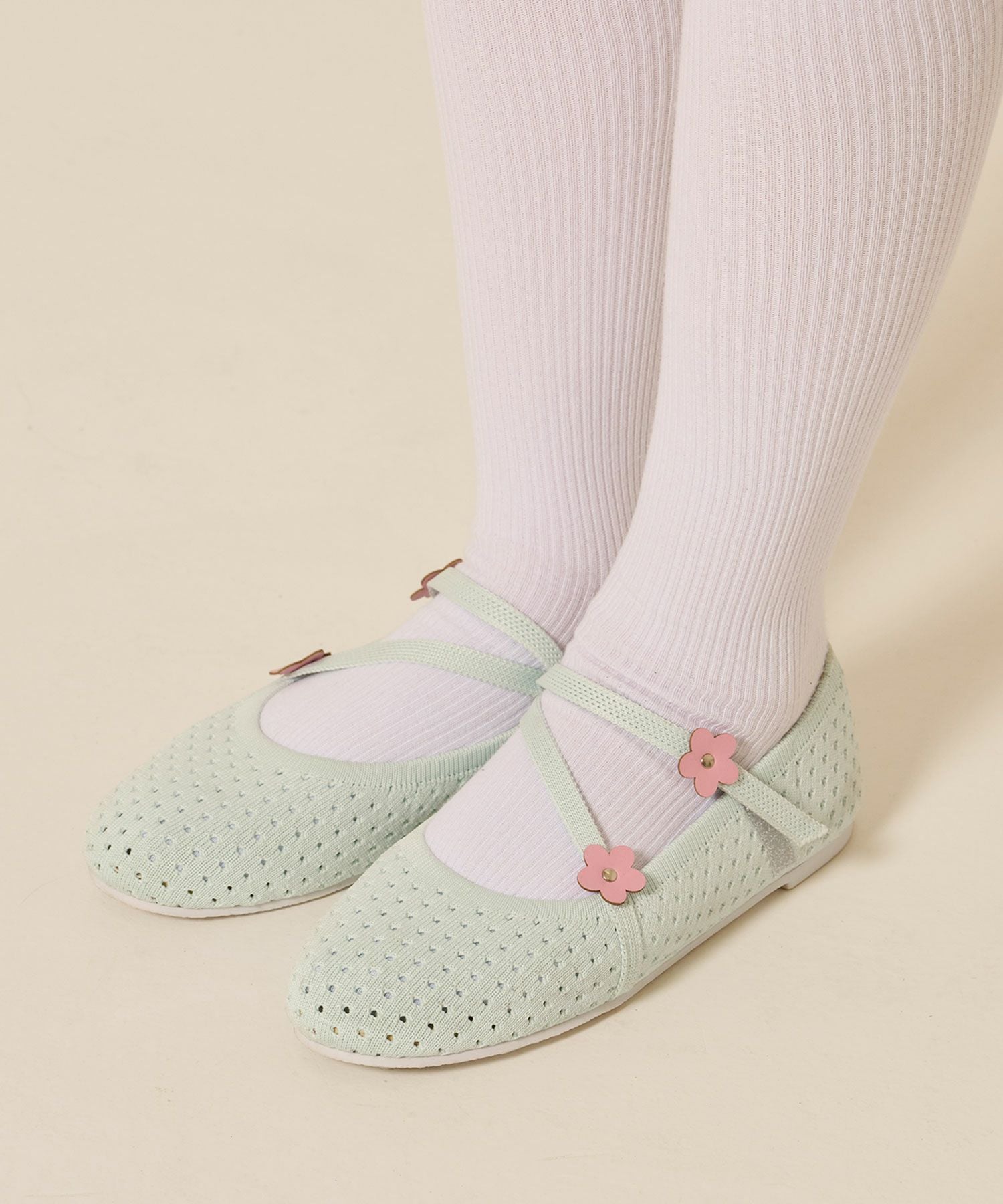 てぃな Early-Summer-SALE フラワー ニット バレエシューズ TINA：JOJUN 全2色