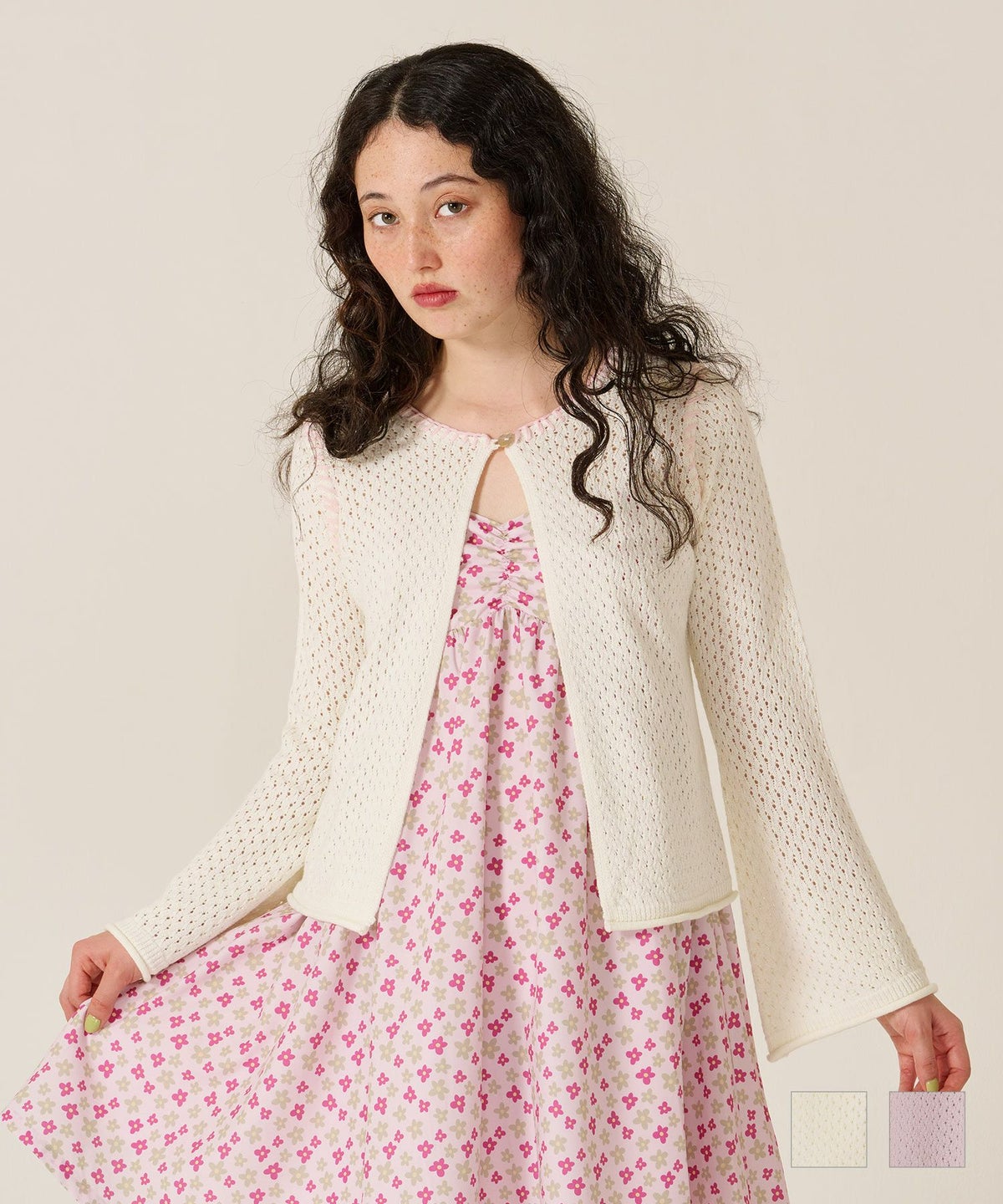 ハート/透かし編み/カーディガン