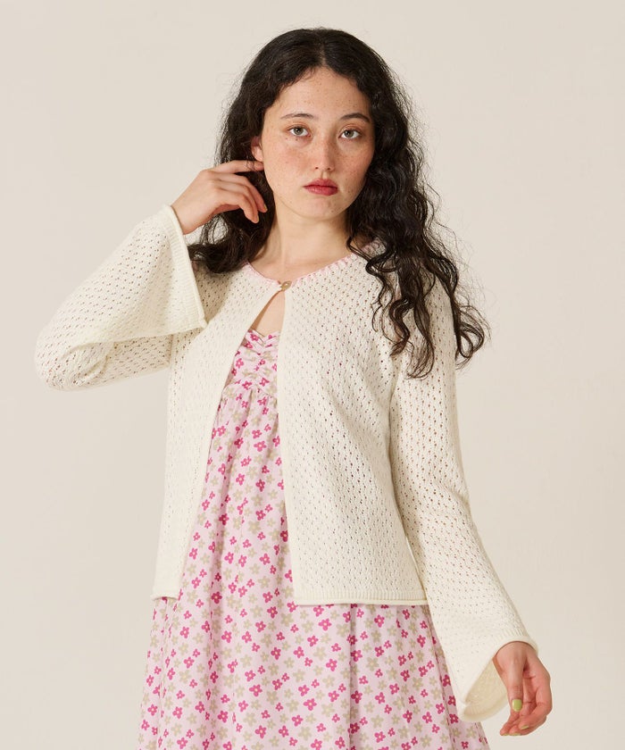 ハート/透かし編み/カーディガン