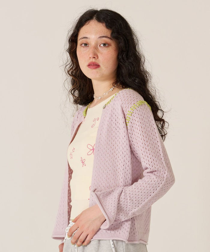 ハート/透かし編み/カーディガン