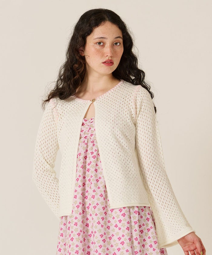 ハート/透かし編み/カーディガン