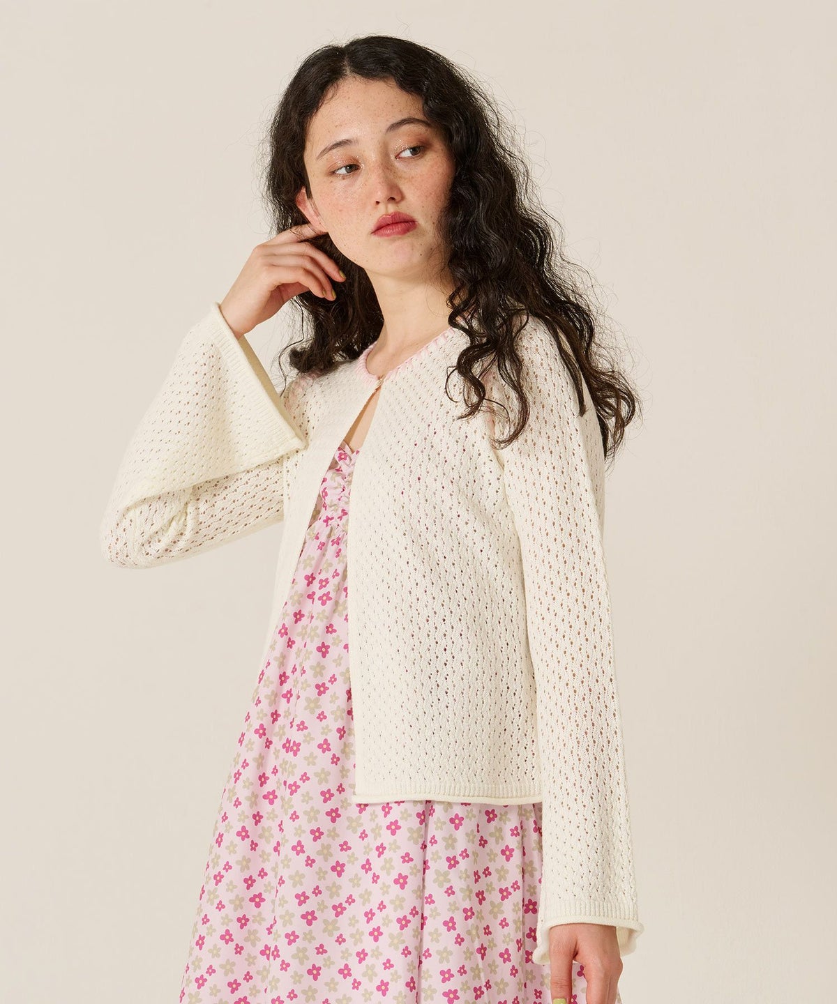 ハート/透かし編み/カーディガン