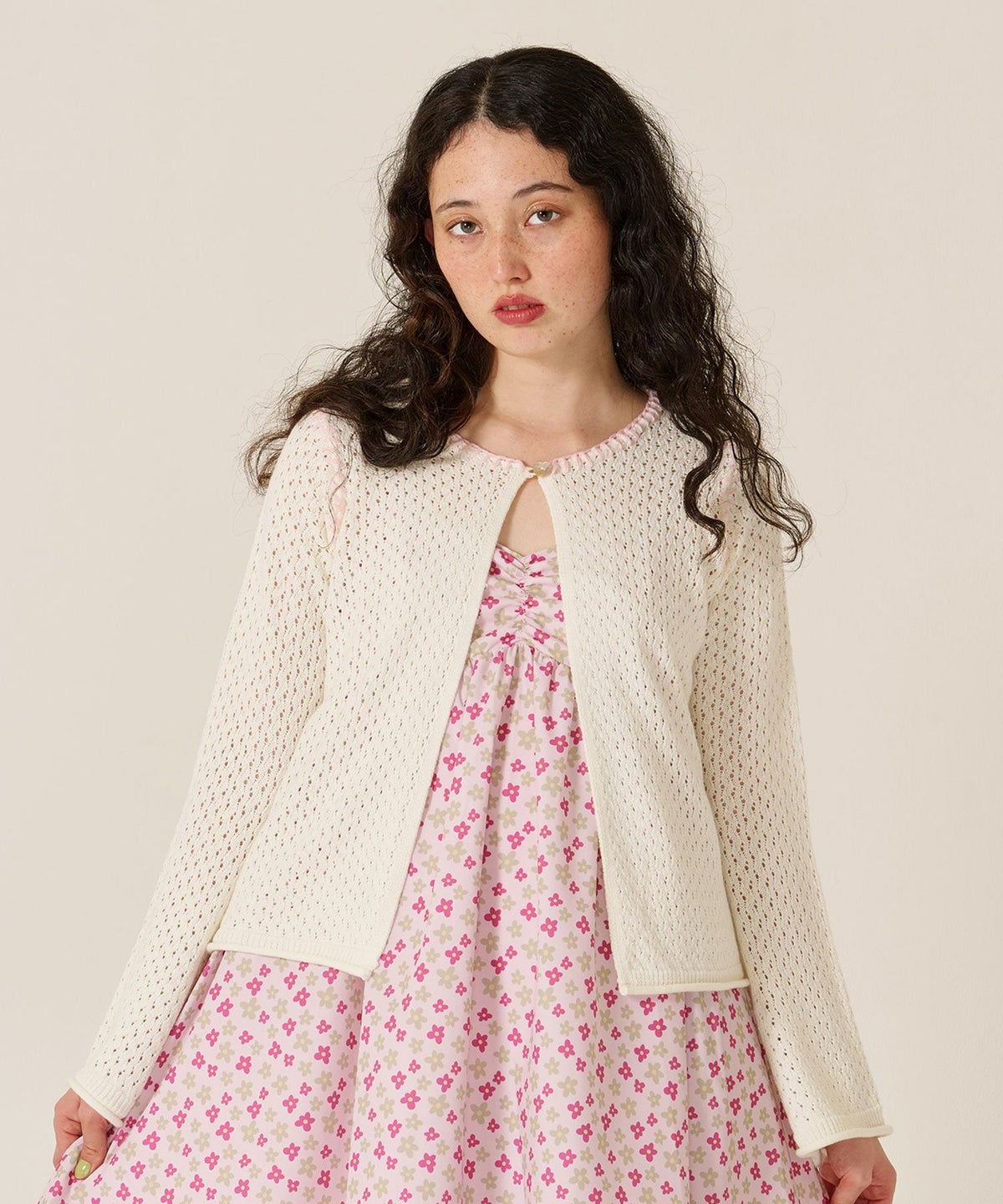 ハート/透かし編み/カーディガン