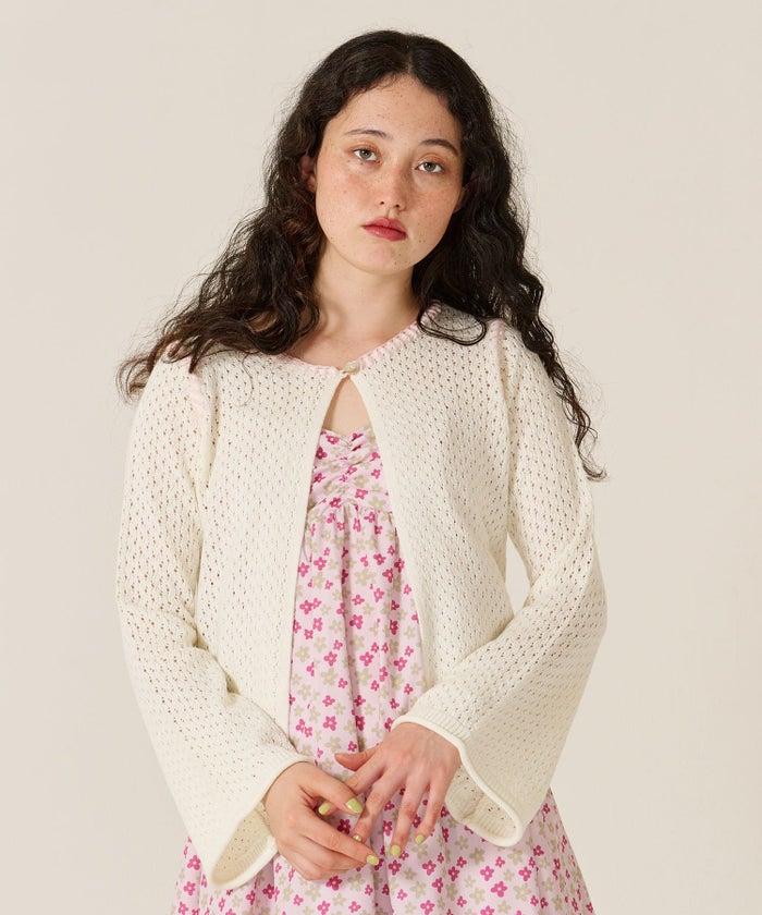 ハート/透かし編み/カーディガン