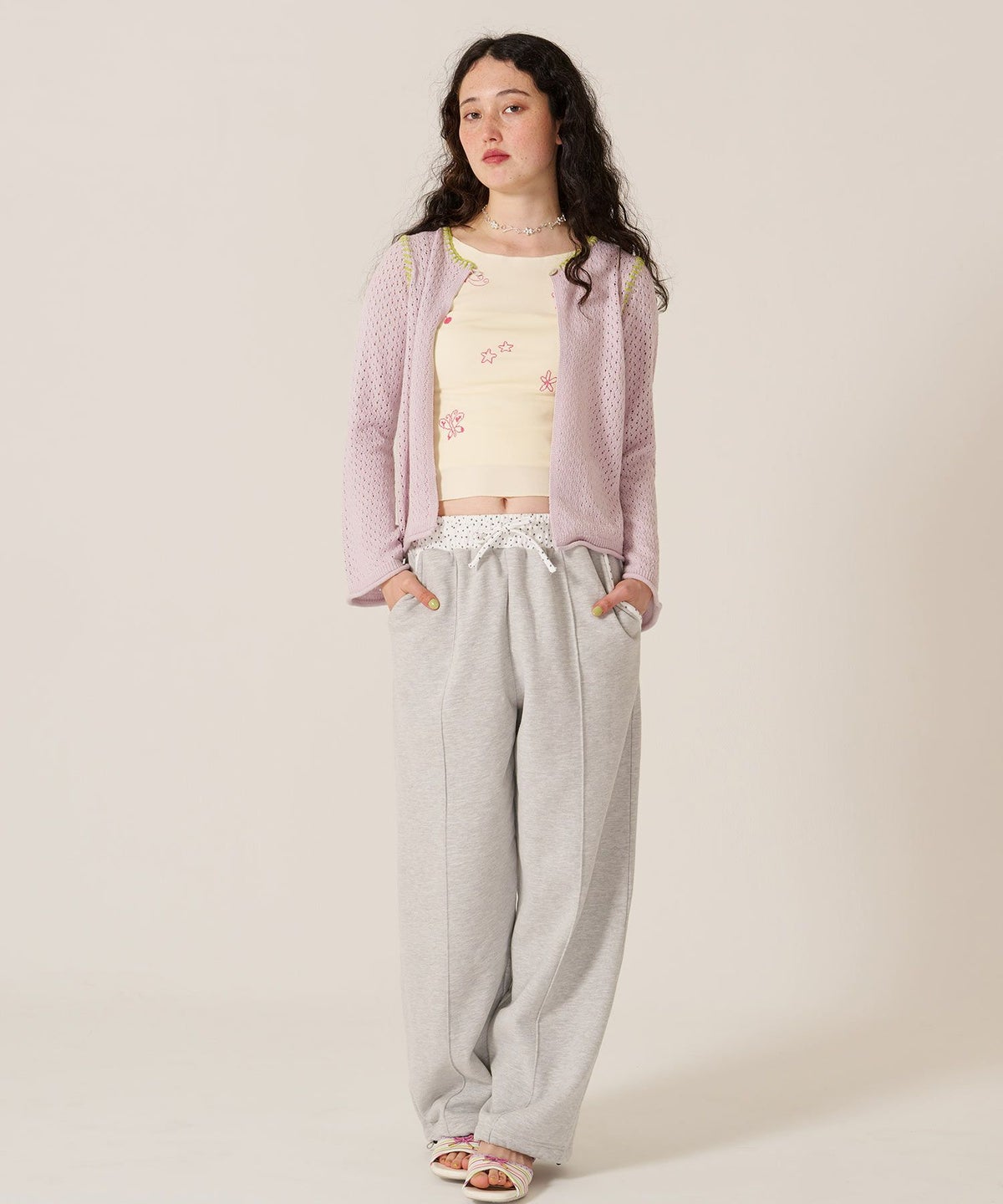 ハート/透かし編み/カーディガン