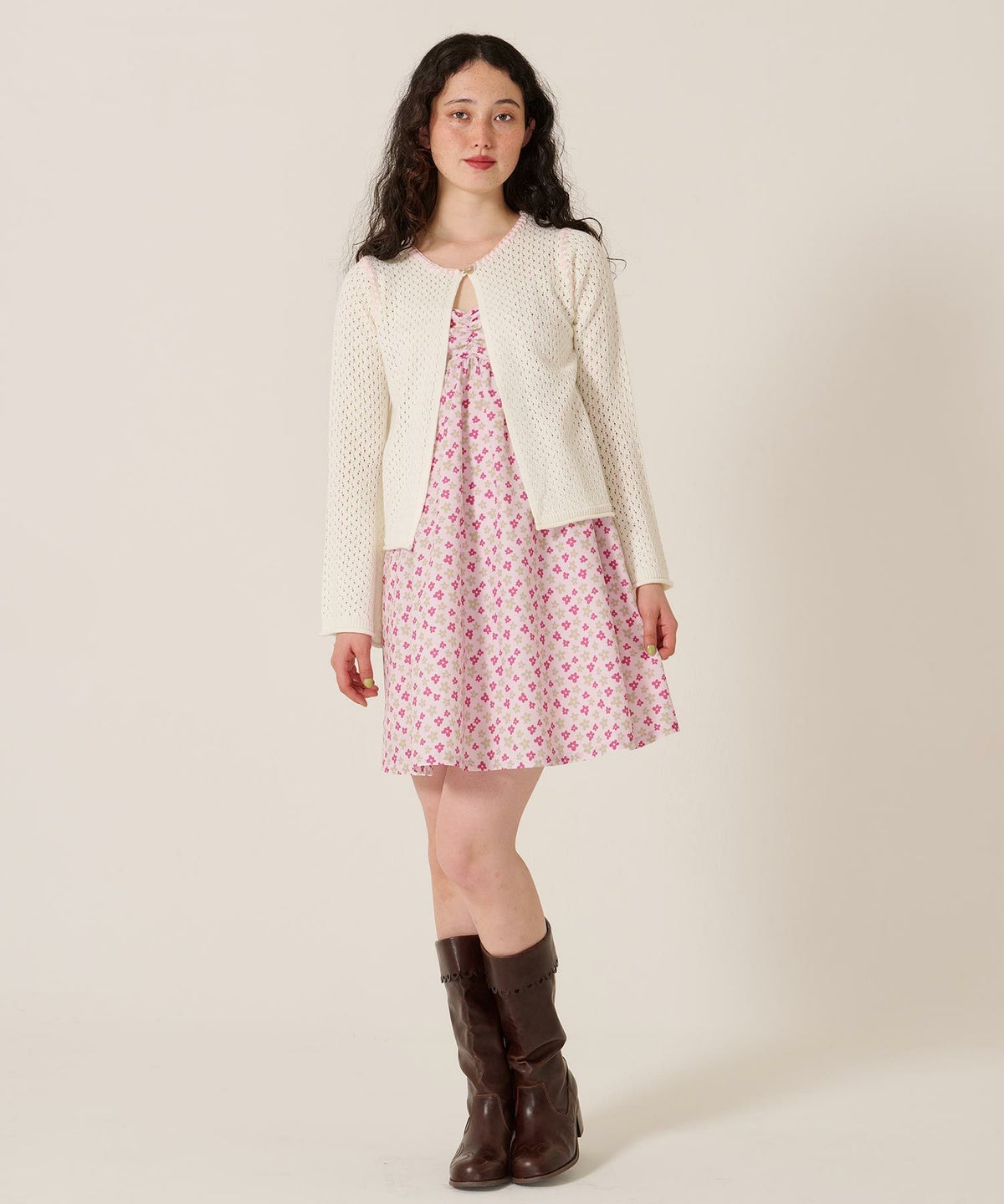 ハート/透かし編み/カーディガン