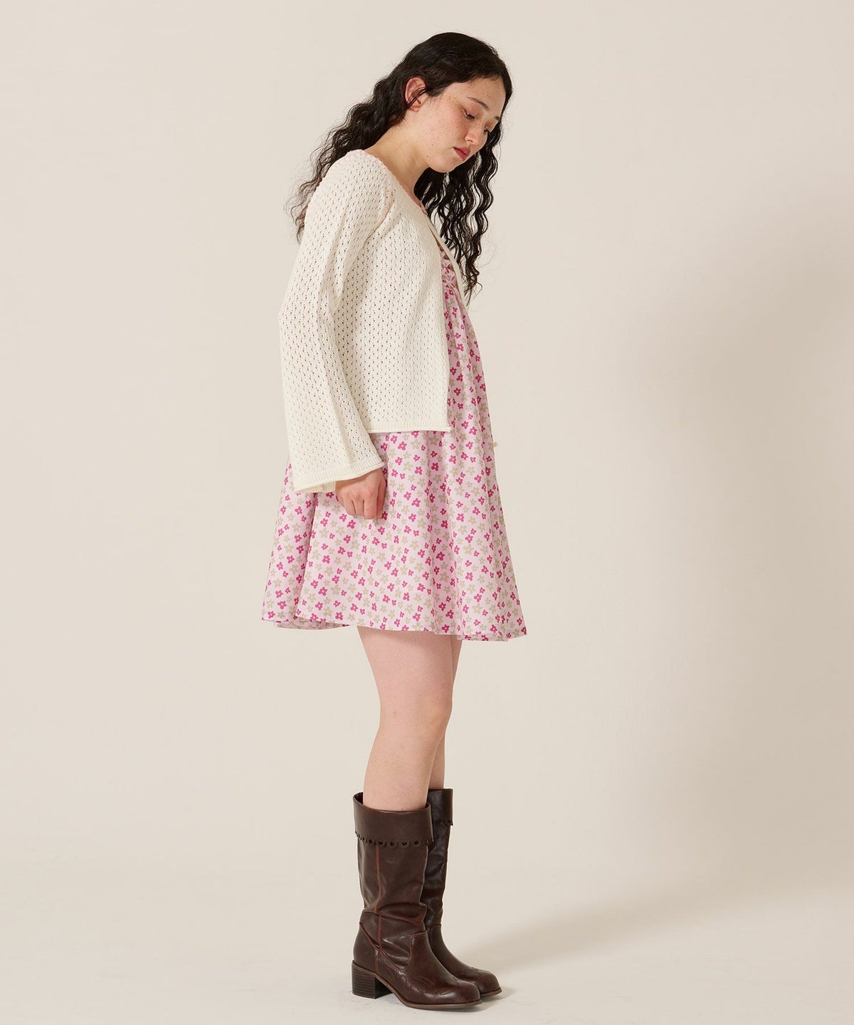 ハート/透かし編み/カーディガン