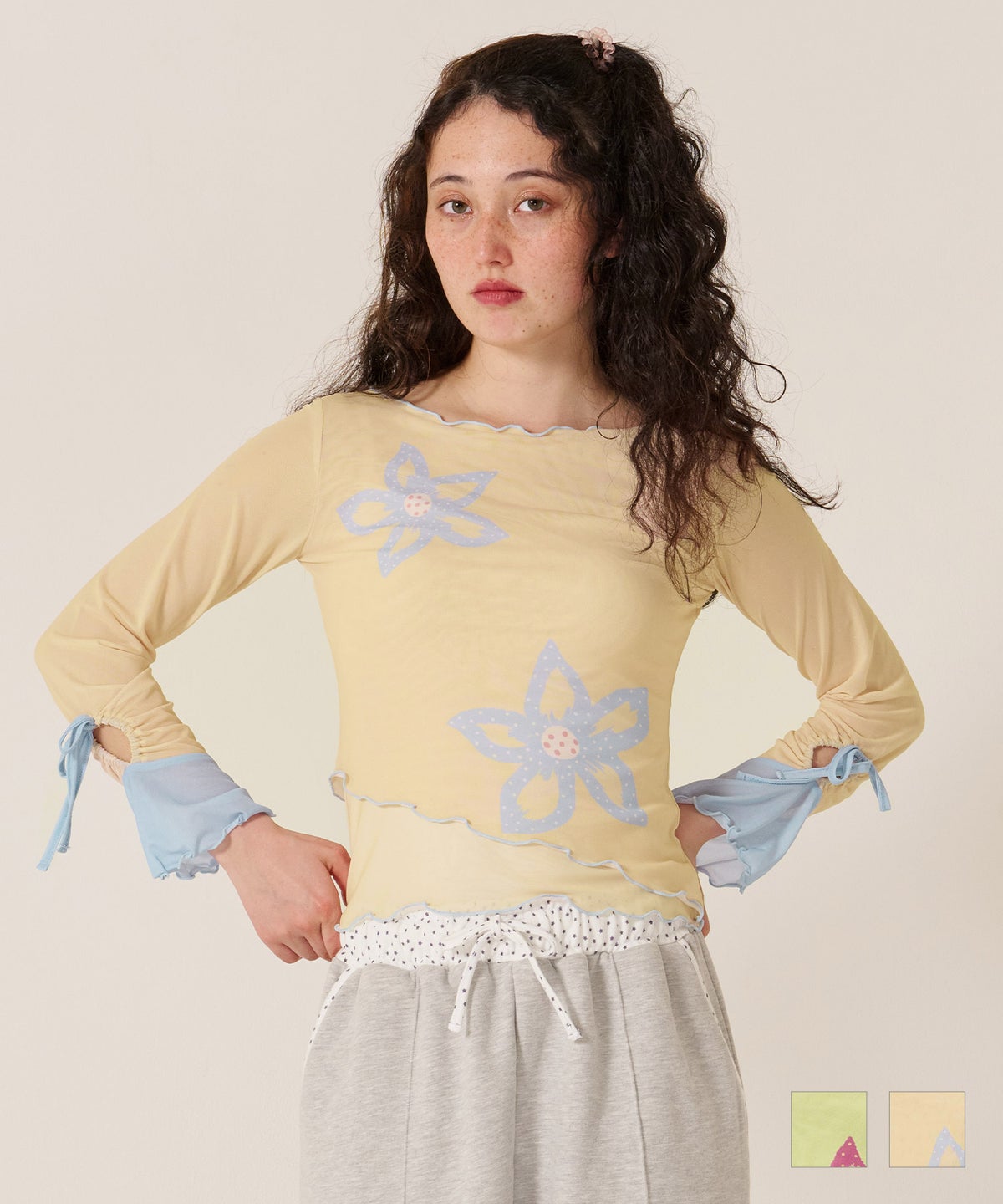 カットソー/ロンT/花柄/フラワープリント バイカラー カットソー TINA：JOJUN