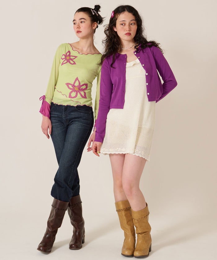 カットソー/ロンT/花柄/フラワープリント バイカラー カットソー TINA：JOJUN