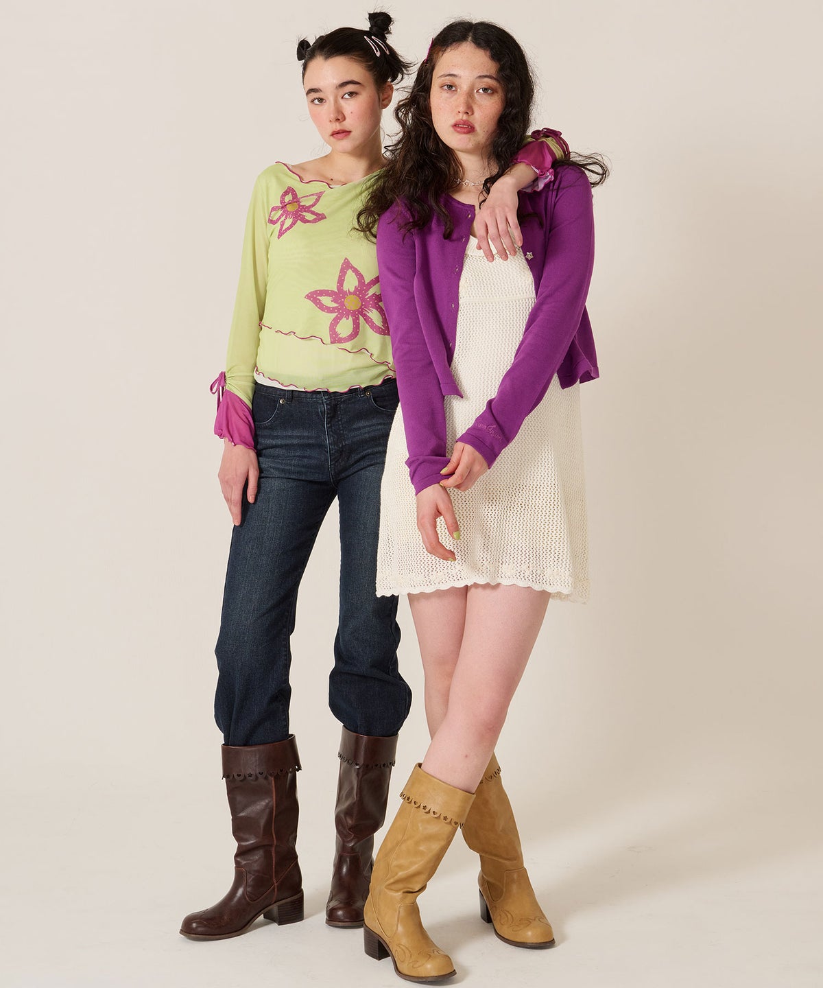 カットソー/ロンT/花柄/フラワープリント バイカラー カットソー TINA：JOJUN