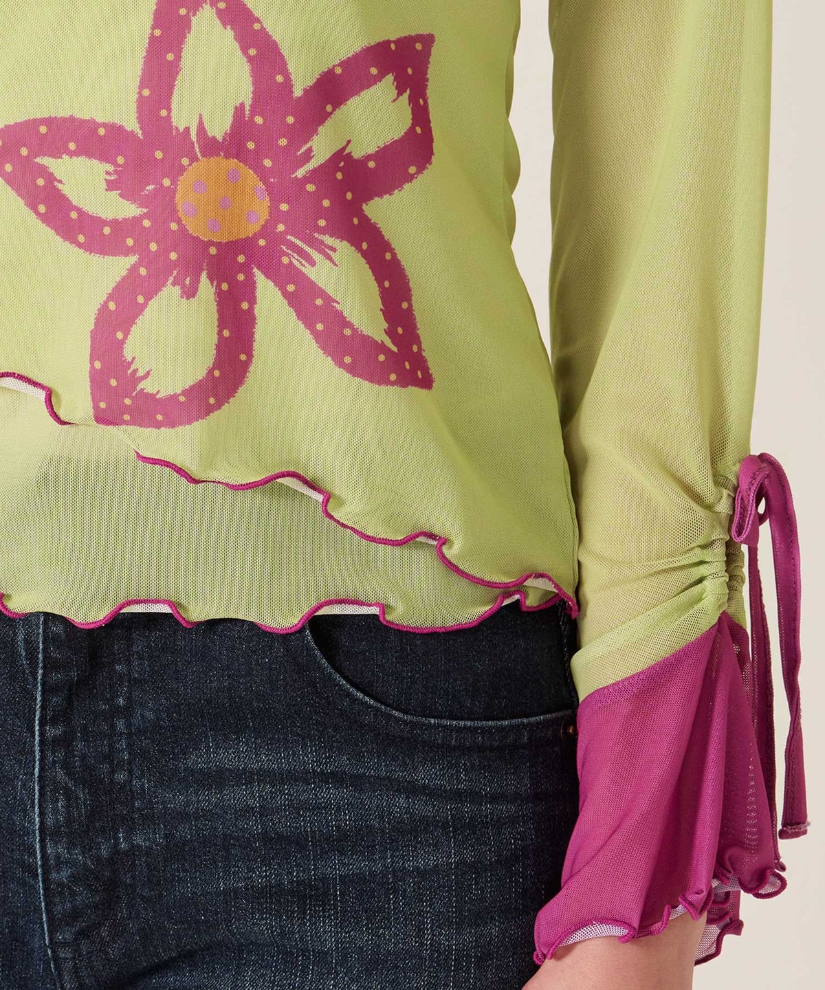 カットソー/ロンT/花柄/フラワープリント バイカラー カットソー TINA：JOJUN